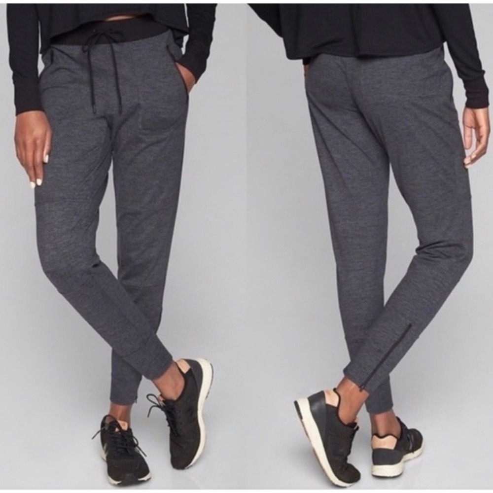 Athleta Flux Street Jogger Pants Zip Ankle Drawstring Grey‎ Size S Athleisure